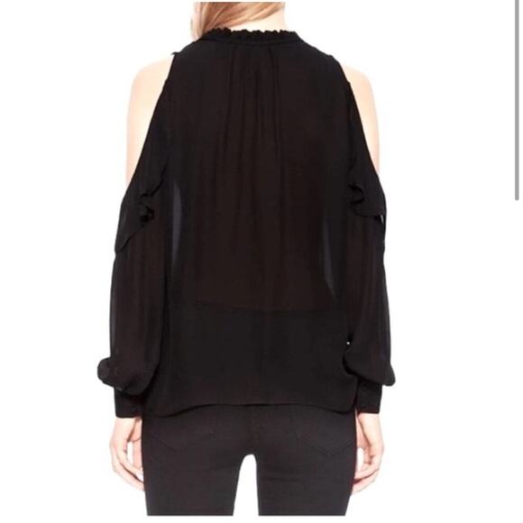 Parker Black Marjorie Cold Shoulder Ruffle Blouse Size Medium - Picture 3 of 10